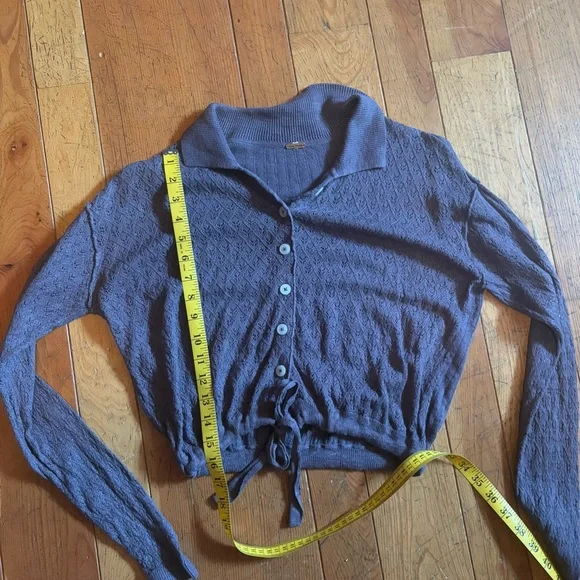 Free People dusty purple Button-Up Lace Sweater - Picture 4 of 5